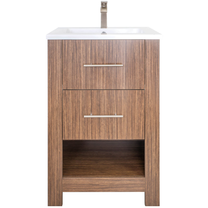 Ensemble de meuble-lavabo sur pied à simple cuve 24 "Jakobina, Marron