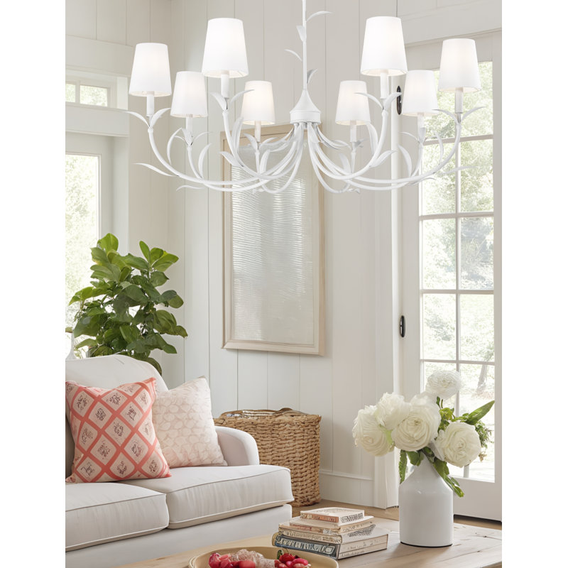 Aslin Textured White 8 Light Chandelier, Textured White
