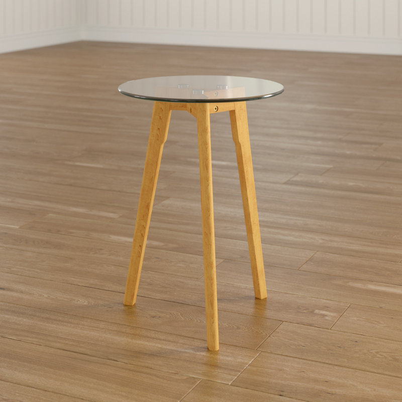 Glass Top End Table, Clear, Natural