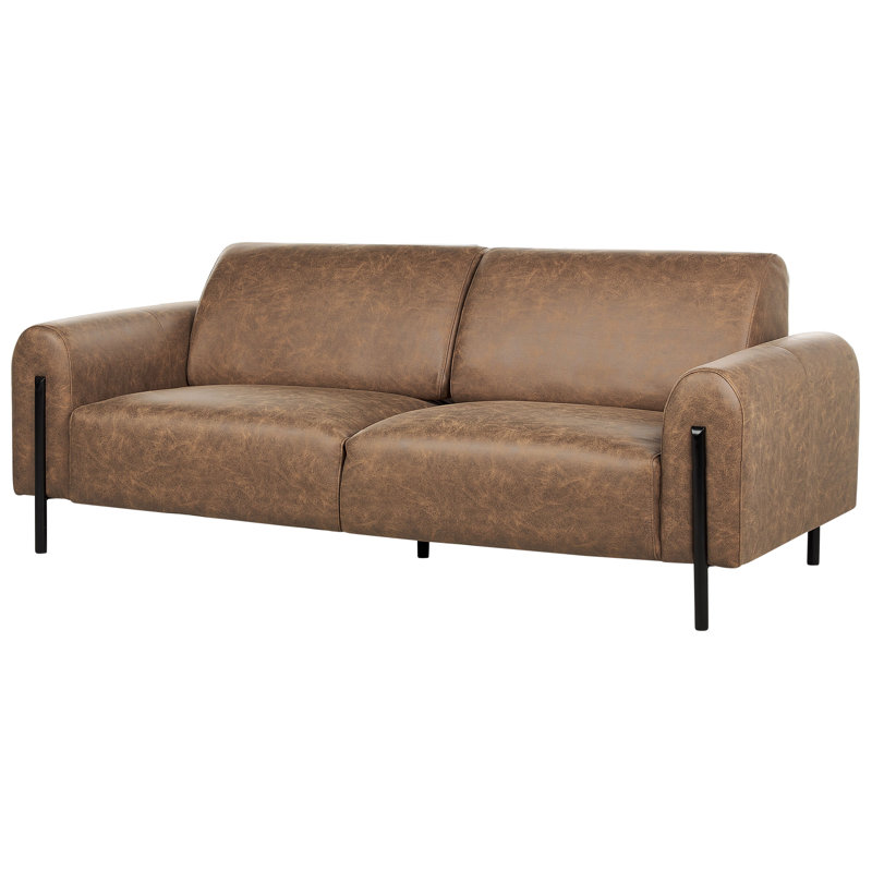 Damarc 3 Seater Faux Leather Reclining Sofa, Brown