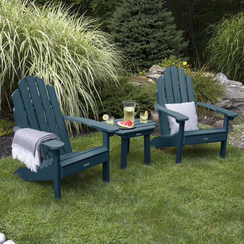Chaise Adirondack en plastique avec table Anette, Bleu Nantucket