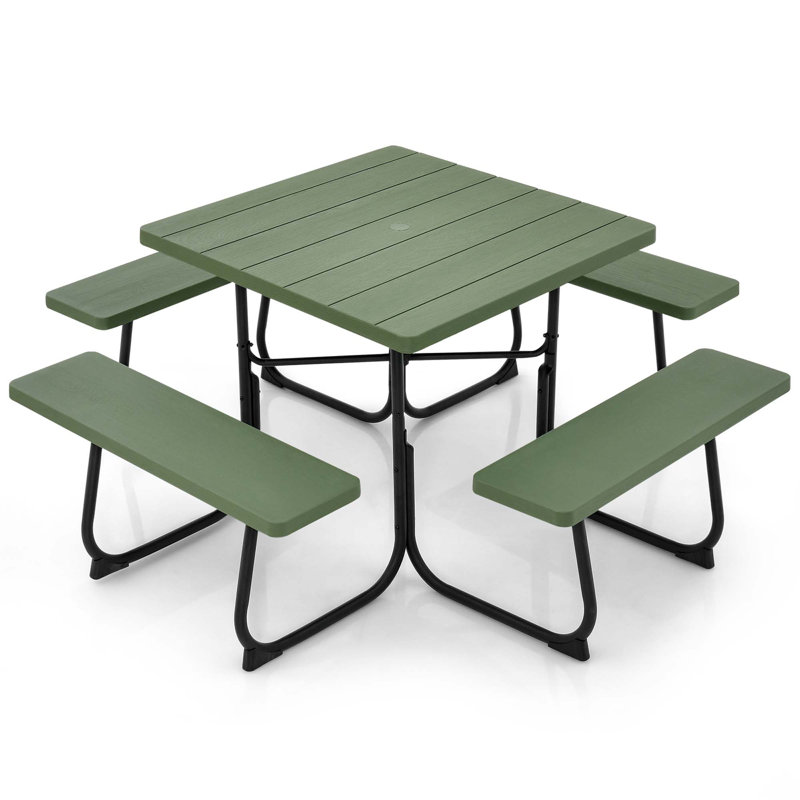Biaca 8 - Person Patio Dining Set with Square Table, Green