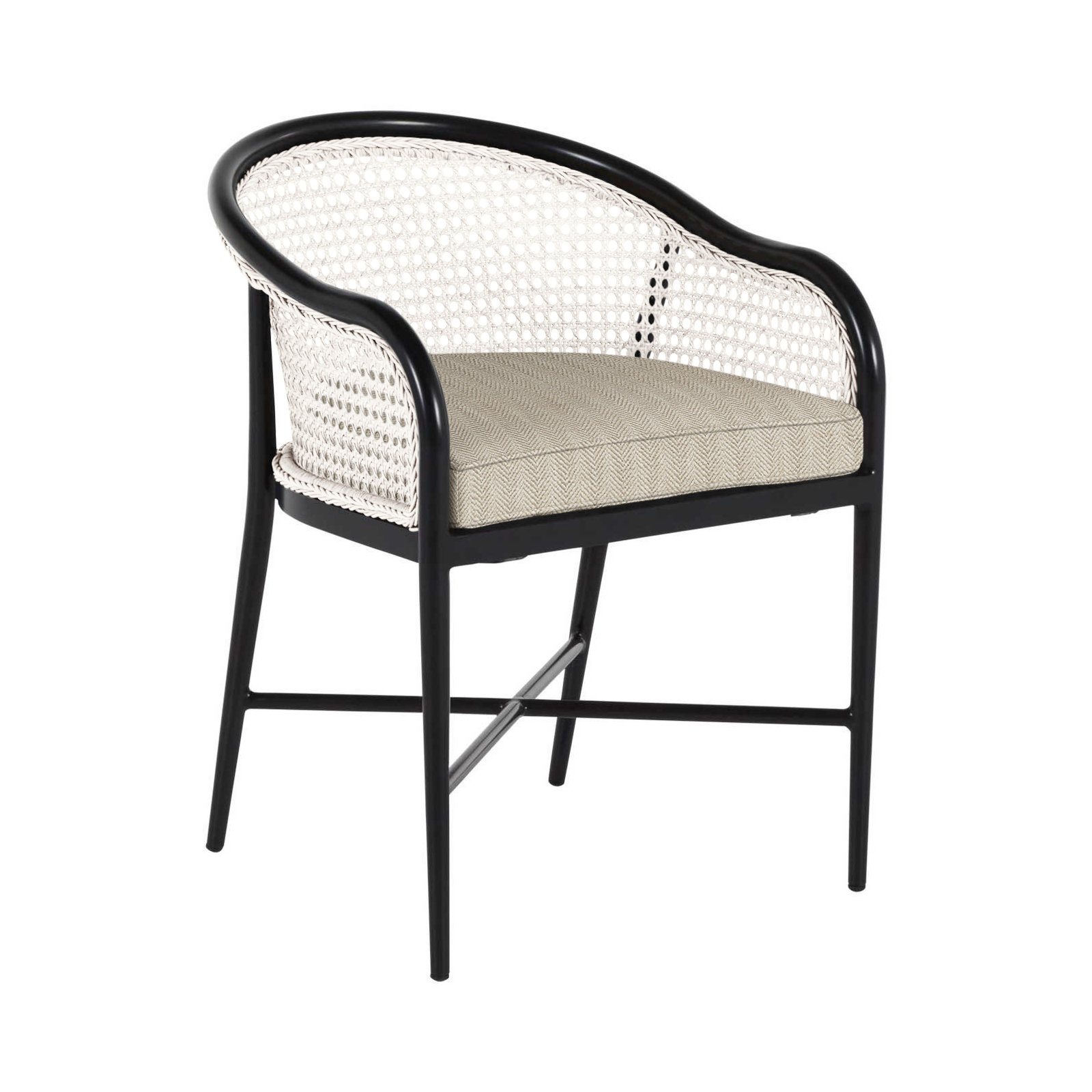 Havana Cane N-Dura Resin Wicker Outdoor Arm Chair, Chalk/Natural Cane, No Welt, Perigold Poros Sky