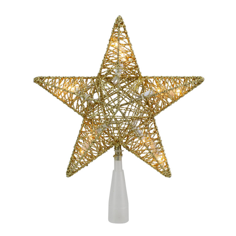 Décoration pour sommet de sapin en forme d'étoile à 5 pointes 9,5 po - lumières claires, Or