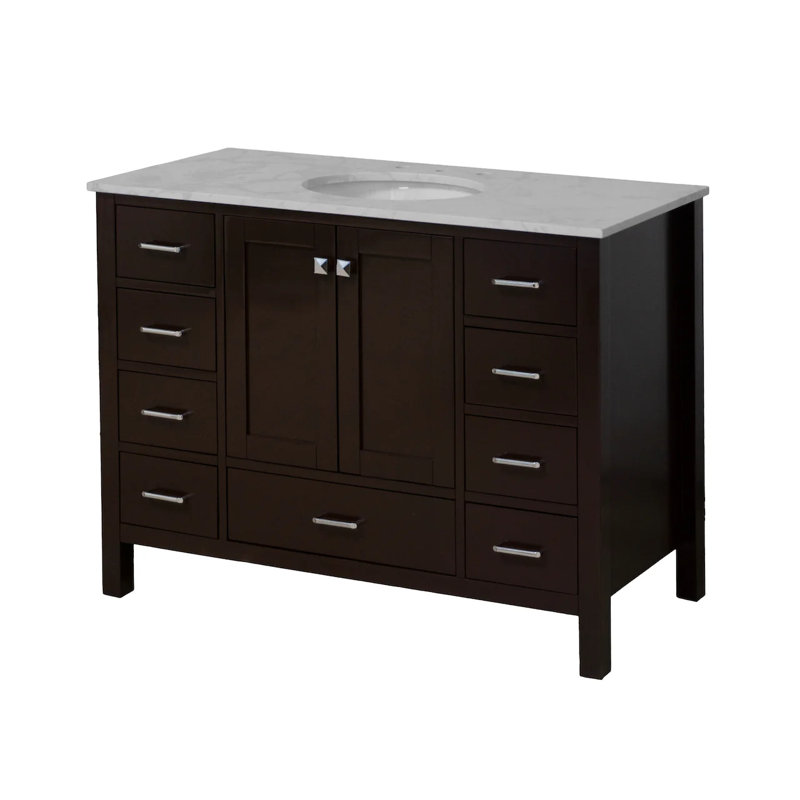 Claudett 48'' Single Bathroom Vanity with Top, Chocolate, Engineered Carrara