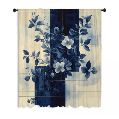 Rideaux à motif floral, occultant et voilages - 1 panneau