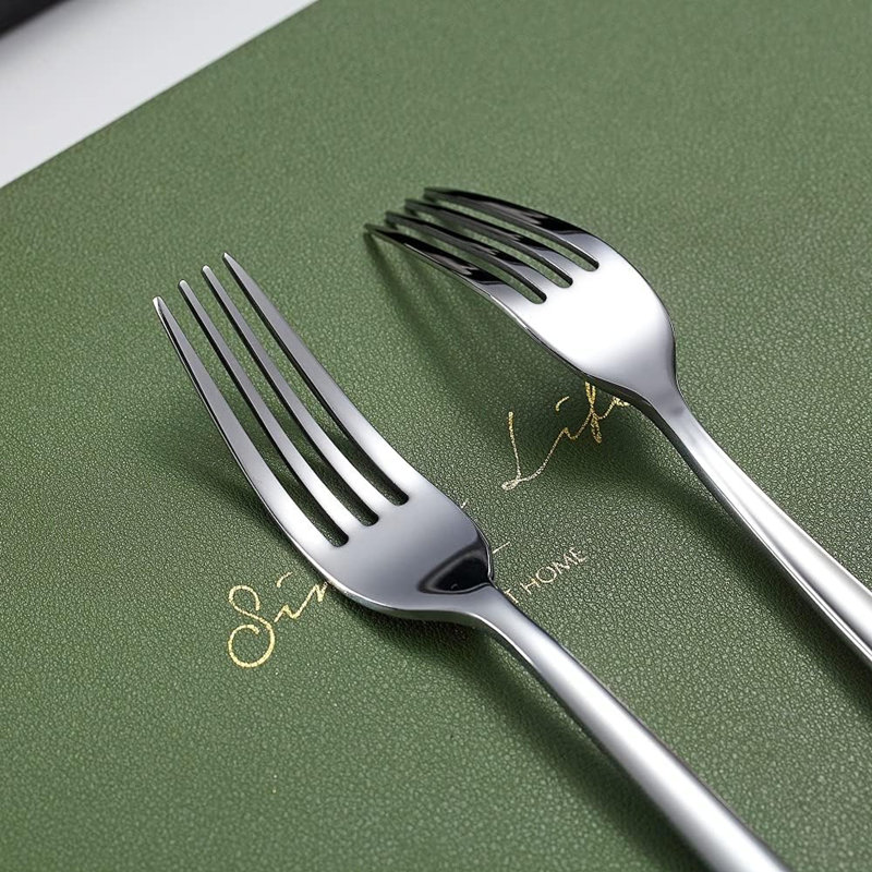 Ensemble de fourchettes de table en acier inoxydable, 6 pièces - Argenterie pour la maison, la cuisine ou le restaurant, va au lave-vaisselle (argent - 8 pouces)
