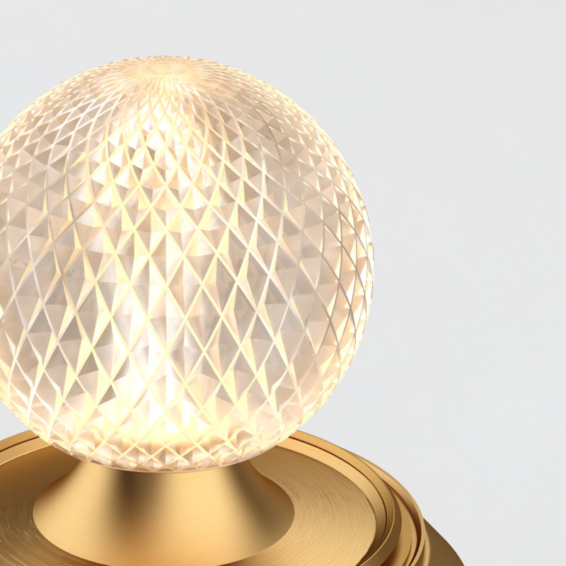 CORE 6.7" LED Glass Globe Wall Sconce with 360°Dimmable Lighting, Gold Mid-Century Modern Dual-Shade Design for Living Room, Bedroom, Bathroom