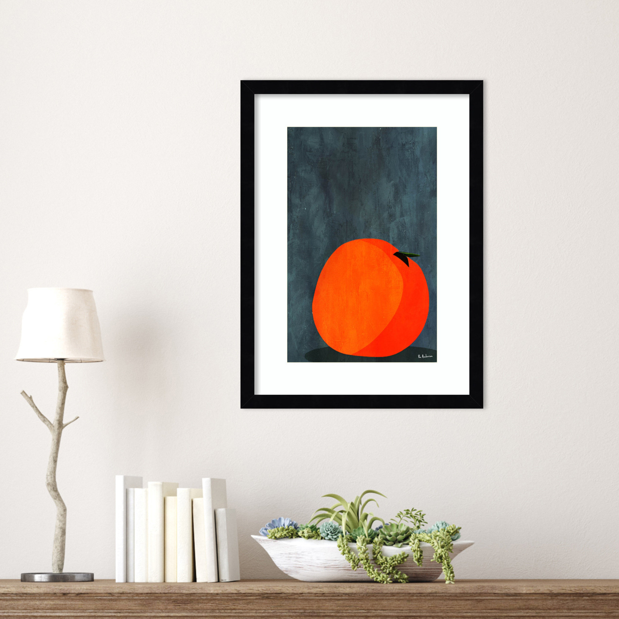 Calmly Sleeping Apple by Bo Anderson Wood Framed Wall Art Print, Black, 19" H x 14" W