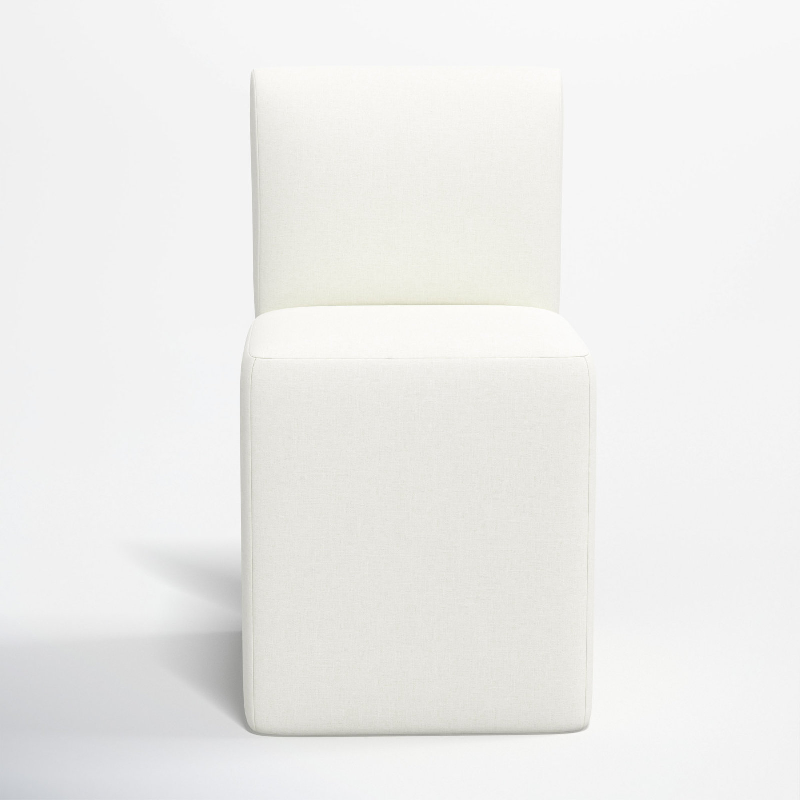 Mendy Upholstered Dining Chair with Casters, Zuma White Textured Linen