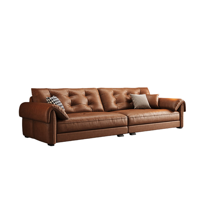 Canapé confortable en cuir rétro, H 35,43 po x l 122,04 po x P 39,37 po
