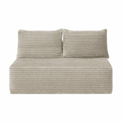 Grande taille médiane surdimensionnée à 2 places de 58 pouces avec velours beige moelleux, porte-gobelet, agencement flexible, principalement pour le salon. (Tissu moelleux) Chameau