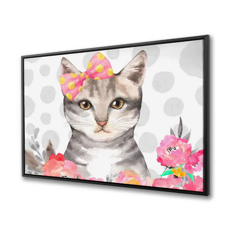 Charming Cat - Framed Canvas for Cozy Bedroom Decor, 49.25" H x 37.25" W