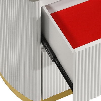 Eward 2-Drawer Nightstand in White and Gold