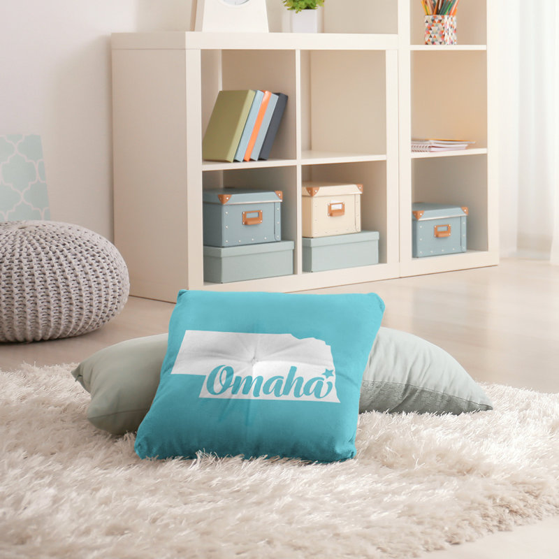 Coussin de plancher touffeté, 26 po x 26 po, Bleu sarcelle, Omaha