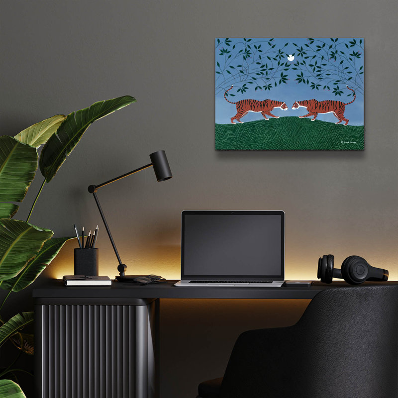 "Twilight Tigers" par Susan Henke Fine Art, H 12 po x l 16 po