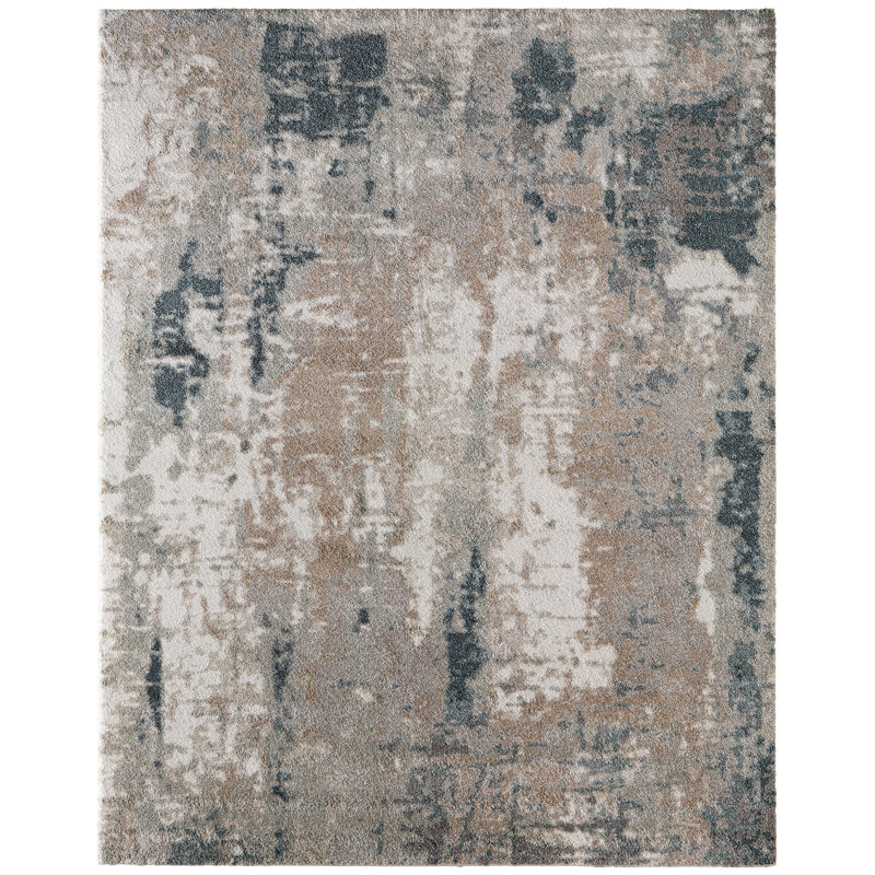 Alexzander Modern Abstract Gray Area Rug, Rectangle 10' x 12'8"
