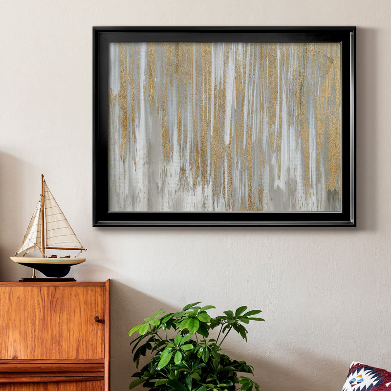Toile encadrée de qualité supérieure derrière la cascade - prête à être accrochée, Noir, H 26,5 po x l 36,5 po x P 1 po