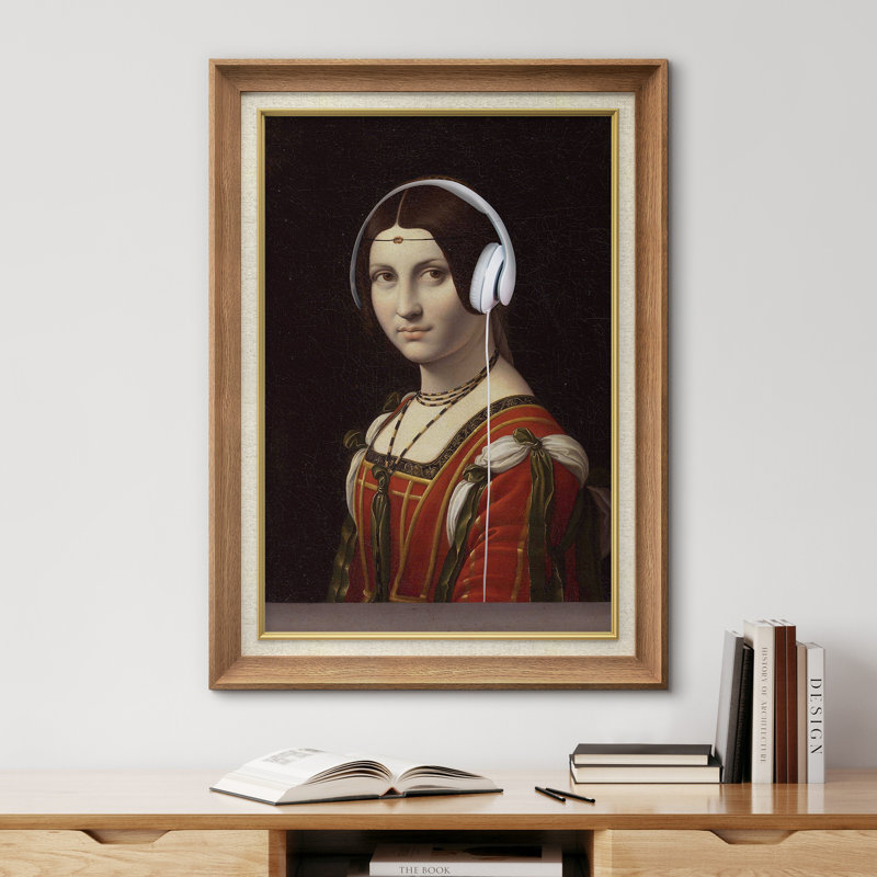 «Renaissance Music Headphones» sur toile, H 36 po x l 26 po, Cadre naturel de qualité supérieure