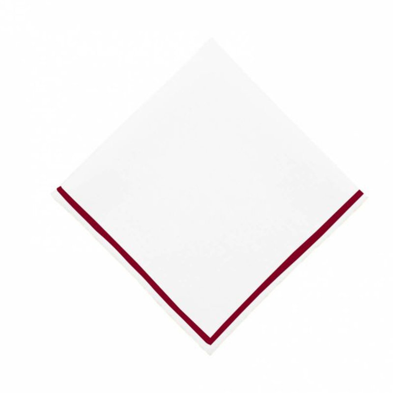 Serviettes de table en coton à broderie simple (ensemble de 4), Blanc / bourgogne, 10 po x 10 po