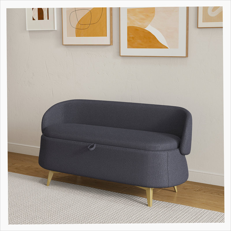 Multifonctionnel et long lit rectangulaire avec rangement et tabouret de canapé, Gris