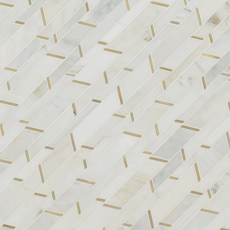 Carreau de mosaïque de plancher et de mur en métal et en métal 12 po x 12 po Artemis Tribeca Oro