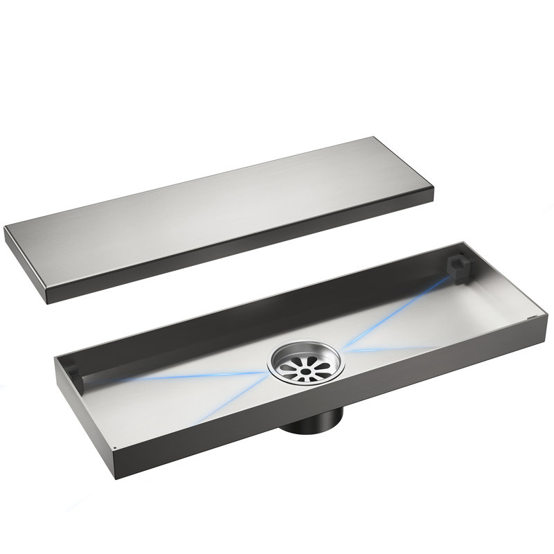11.81" x 3.8" Linear Grid Shower Drain, Brushed Nickel