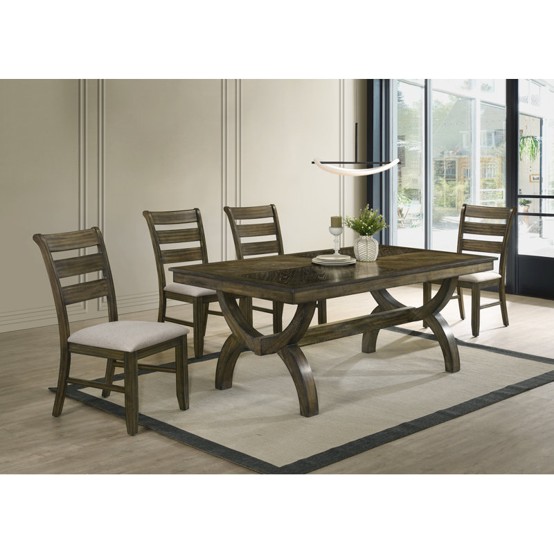 Traditional Dining Set With Ladderback Chairs, 5