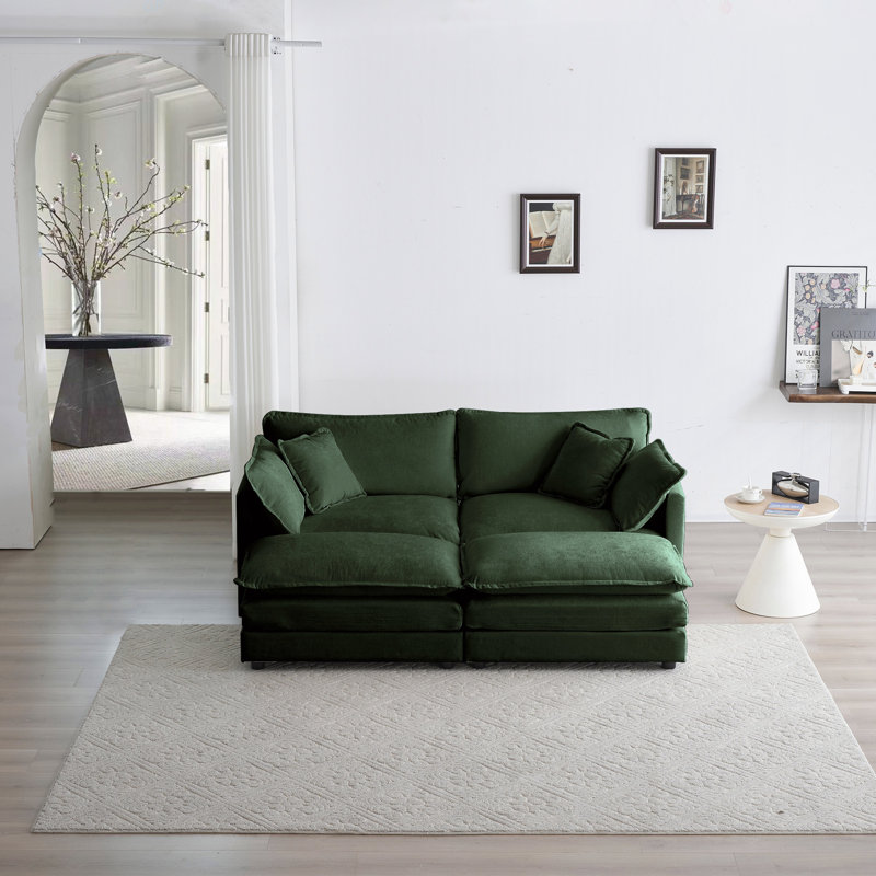 Chenille Modular Sectional Sofa, Green