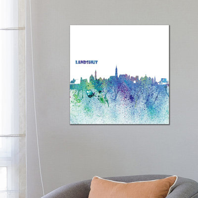 Landshut Germany Skyline Silhouette Impressionistic Splash by Markus & Martina Bleichner - Wrapped Canvas Print