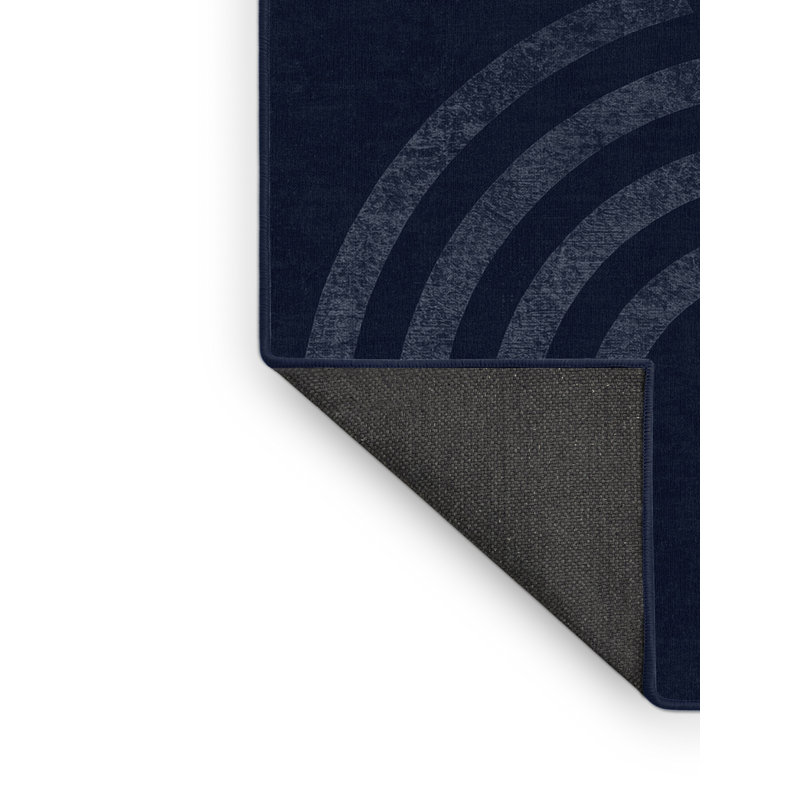 Soft Plush Evenson July 4Th Modern & Contemporary Abstract Area Rug in Blue – Navy Binding, 4x6
