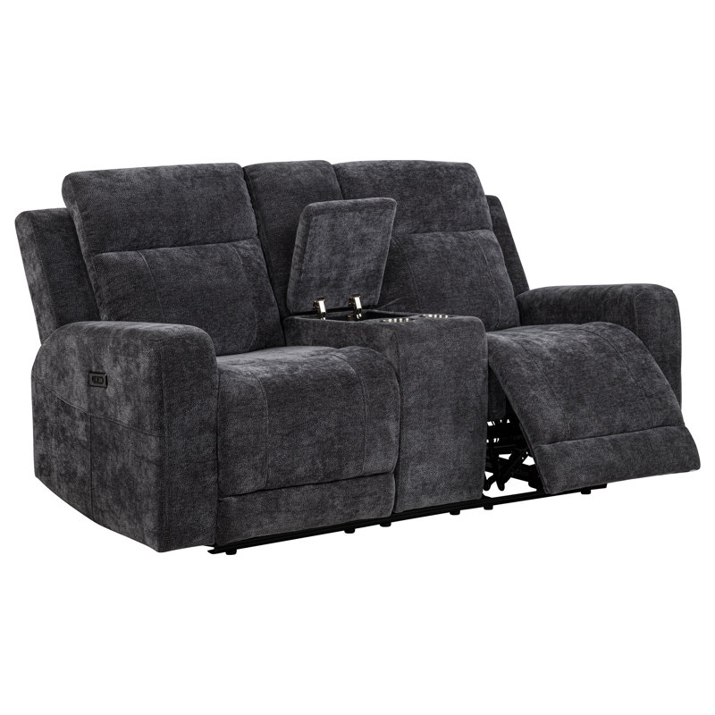 Causeuse inclinable électrique en chenille Kennett gris, Gray