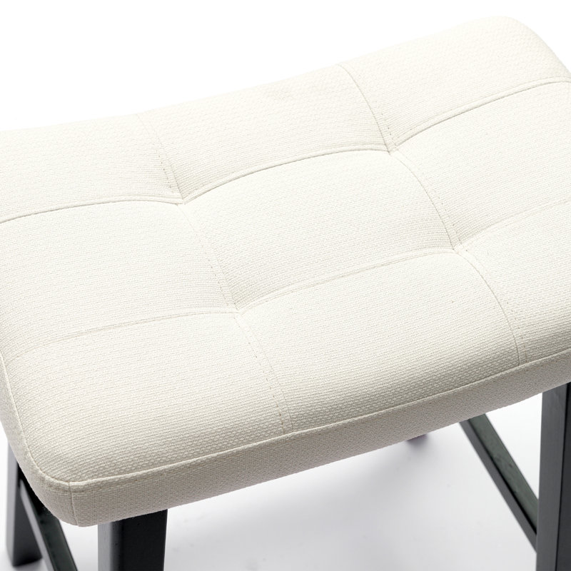 Tabourets de bar extra larges 19,7 po, Linen White Seat / Black Frame