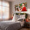 Ensemble de 3 impressions sur toile de Noël père Noël sirotant un thé dans la forêt hivernale
