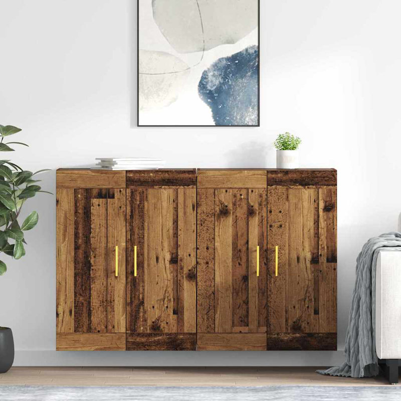  Wall-Mounted Cabinet 2 Pcs Black Oak 69.5 X 34 X 90 Cm, Old Wood
