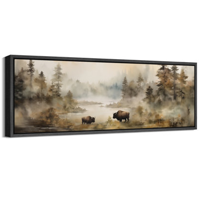 «Woodland Forest Landscape Misty Wilderness Autumnest Wildlife», reproduction d'art sur toile
