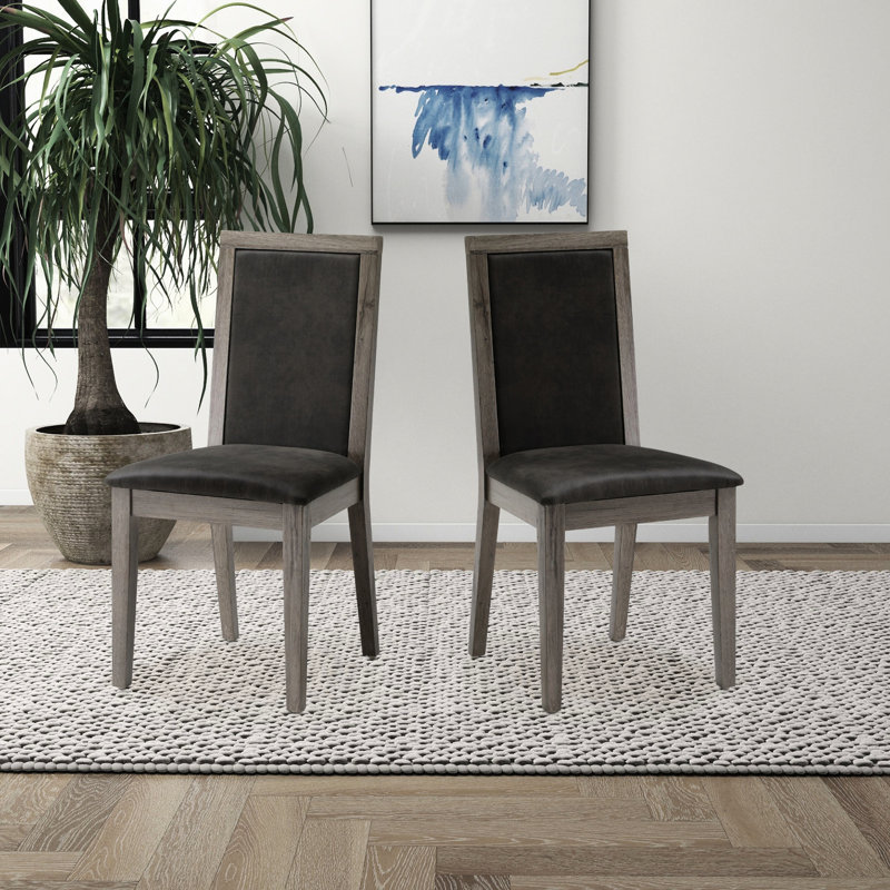 De 2 chaises de cuisine, en bois massif avec éponge + coussin moderne, gris foncé pour une construction de salle à manger pratique, siège confortable, élégant