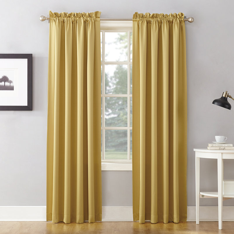 Millen Polyester Thermal Room Darkening Curtain Panel, Flax, 1, 54" W x 84" L