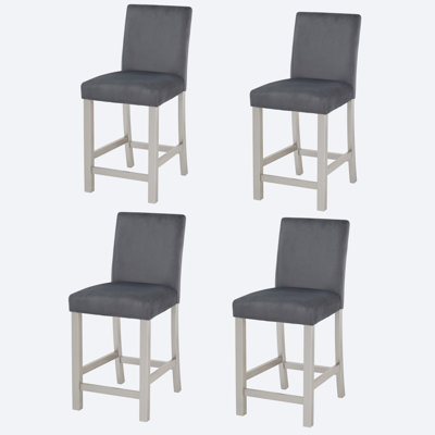 Counter Height Chairs Set For 4, Kitchen Chair With Padded Seat, Counter Height Barstool For Dining Room, Silver Grey