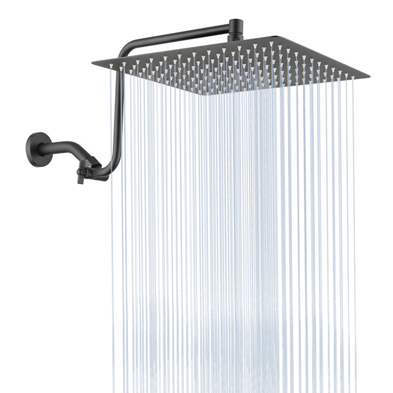 12" Stainless Steel Rain Shower Head With Adjustable Arm - Angle 12 Inch Powerful Water Spray