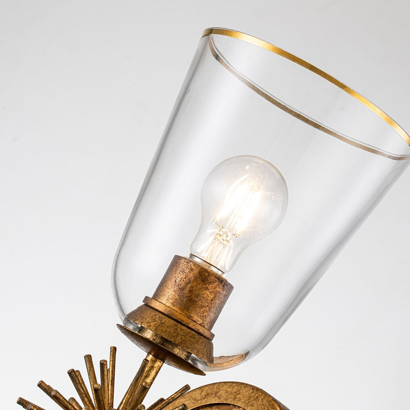 Staring 2 Light Armed Sconce, Gold Leaf
