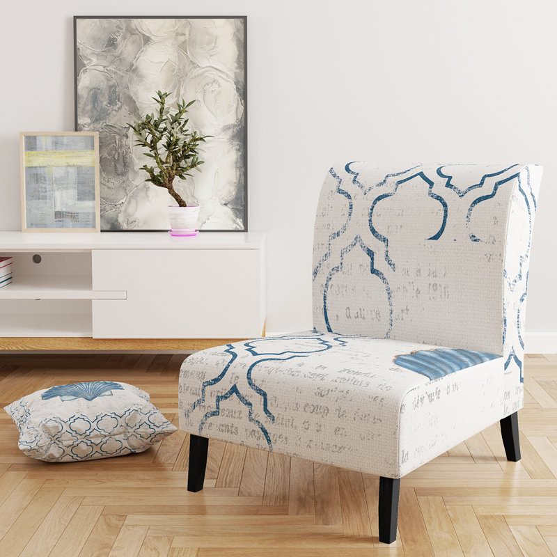 Fauteuil de chambre rembourré nautique et côtier bleu marine