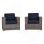 Fauteuil club en osier gris Sunbrella