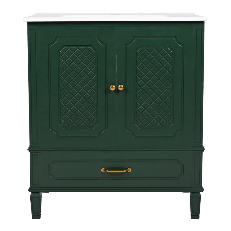 Meuble-lavabo 30 po avec comptoir en céramique, Vert