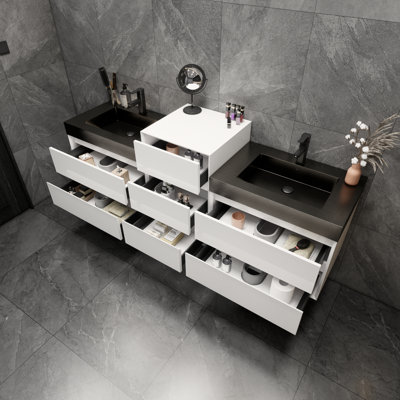 Golitz 79'' Double Bathroom Vanity with Stainless Steel Top