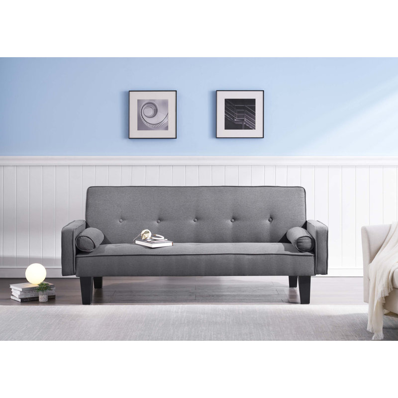 Darrell Upholstered Sofa, Dark Gray Linen Blend