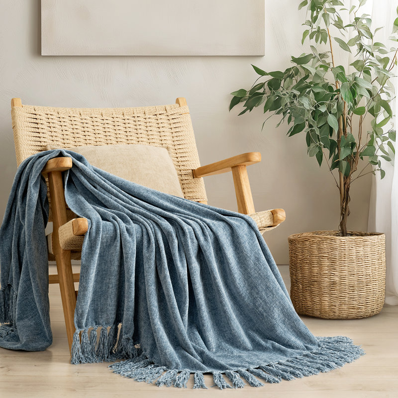 Soft Chenille Throw Blanket, Cloud Blue, 60" L x 50" W