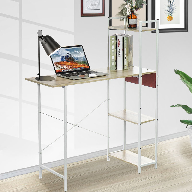 119.89cm Rectangle Writing Desk, 109.98cm H x 89.92cm W x 37.85cm D, Cherry/White