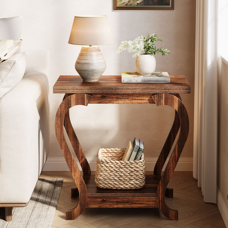 Table de bout étroite, petite table d'appoint, Brun rustique