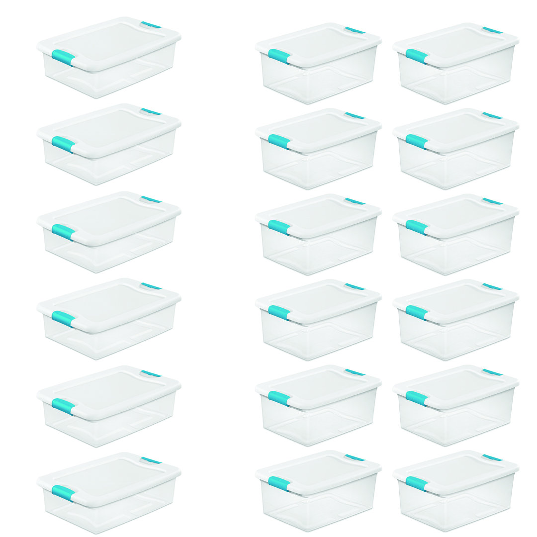 Sterilite 32 Quart Latch Lid Tote, 6 Pack, and 15 Quart Latch Lid Tote, 12 Pack Sterilite